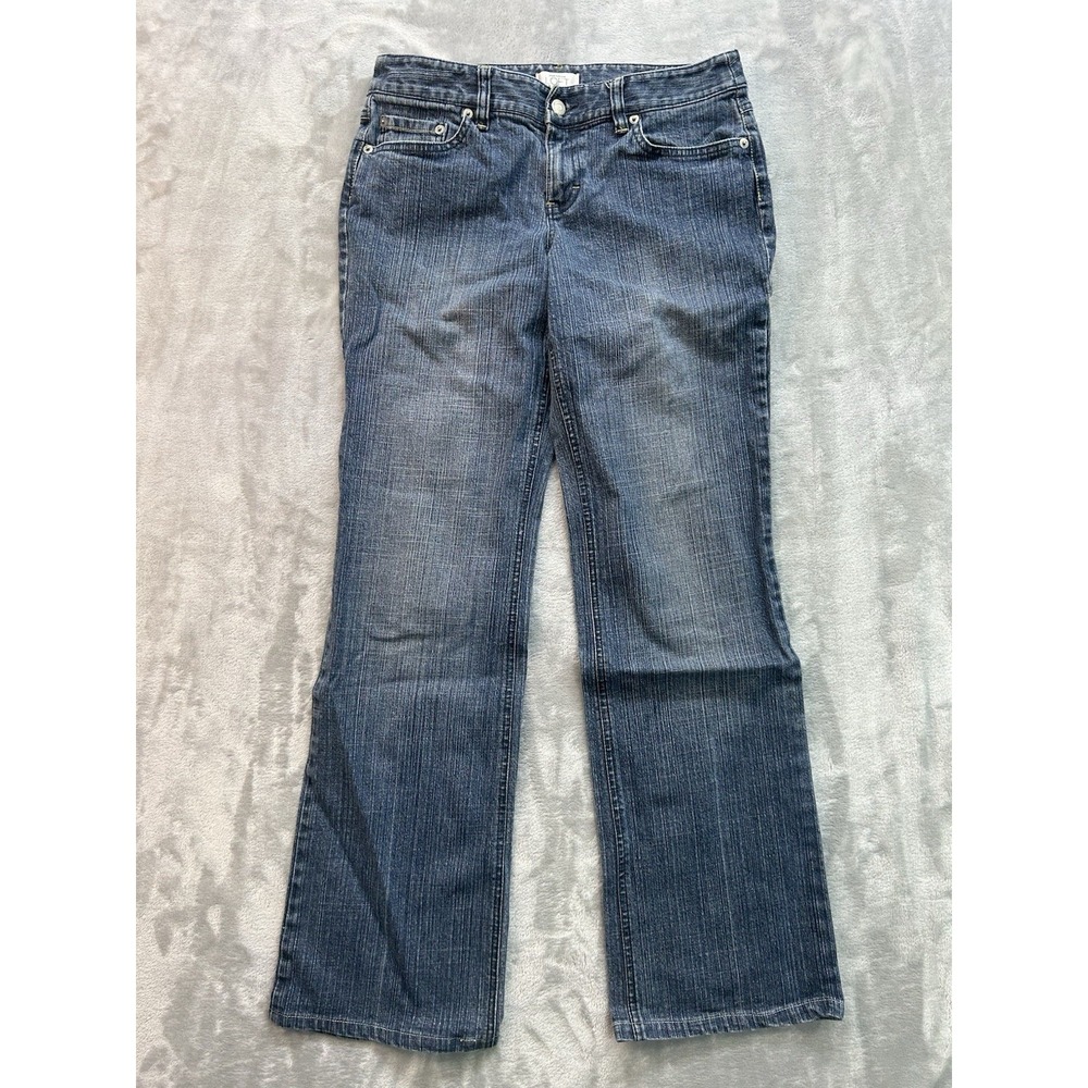Ann Taylor Loft Jean Women Sz 2 Blue Bootcut Western Cowgirl Boho Faded Low Rise